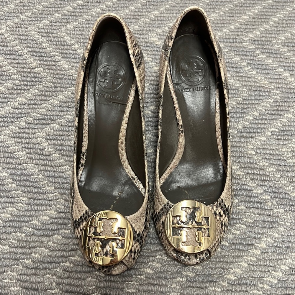 Snake print Tory Burch wedges